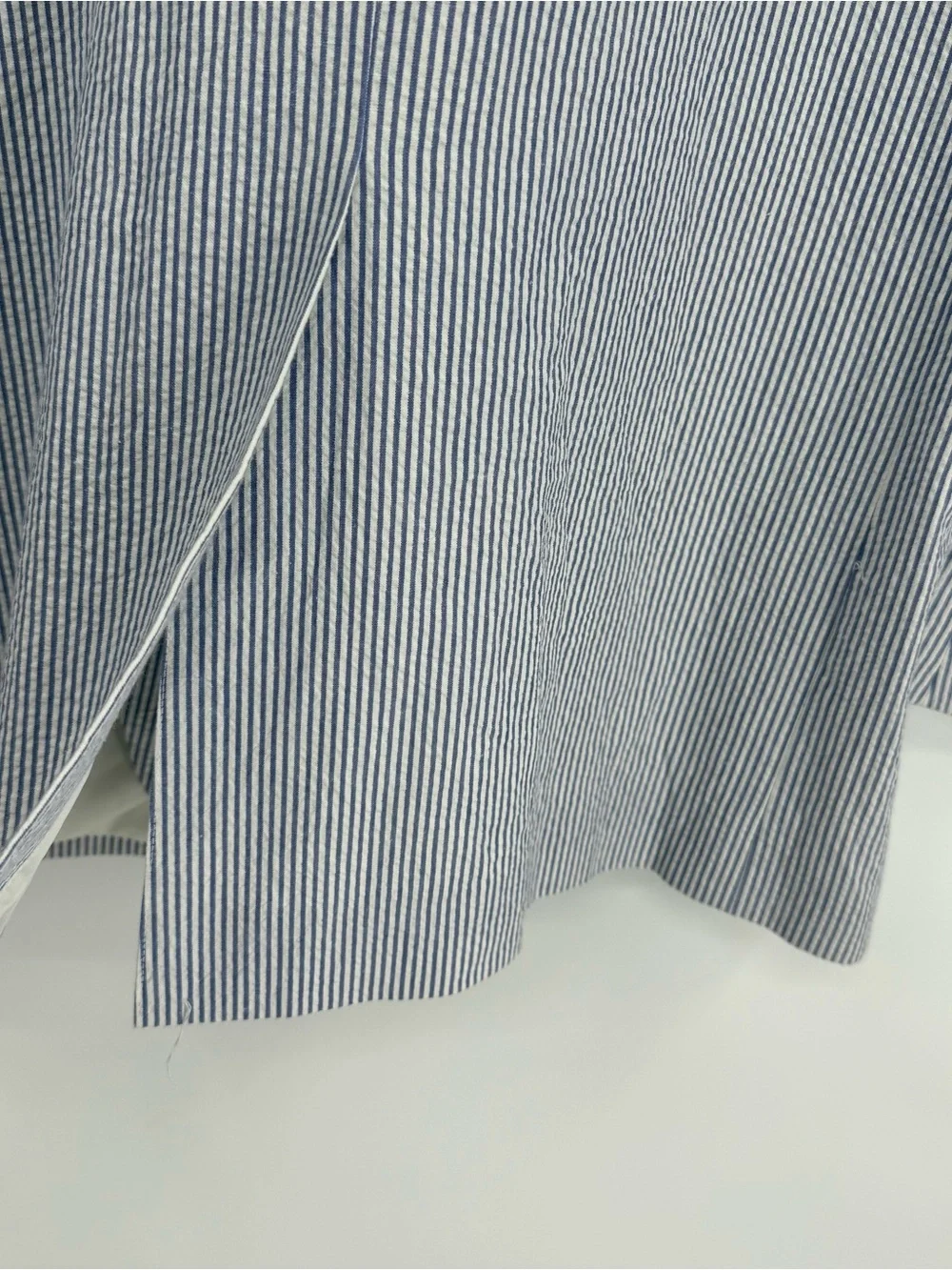 Adolfo Summer Sport Coat Blazer Mens Seersucker Blue Stripe Size 46R Lined